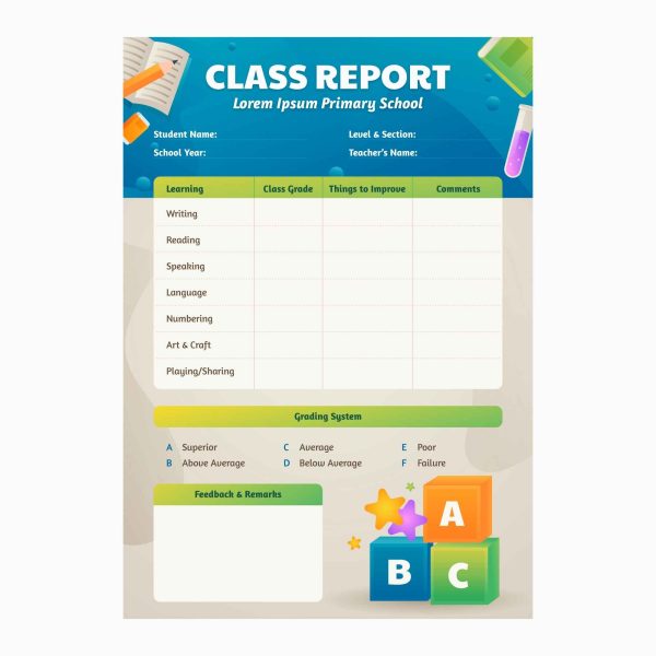 Report Card A4, A5 Size