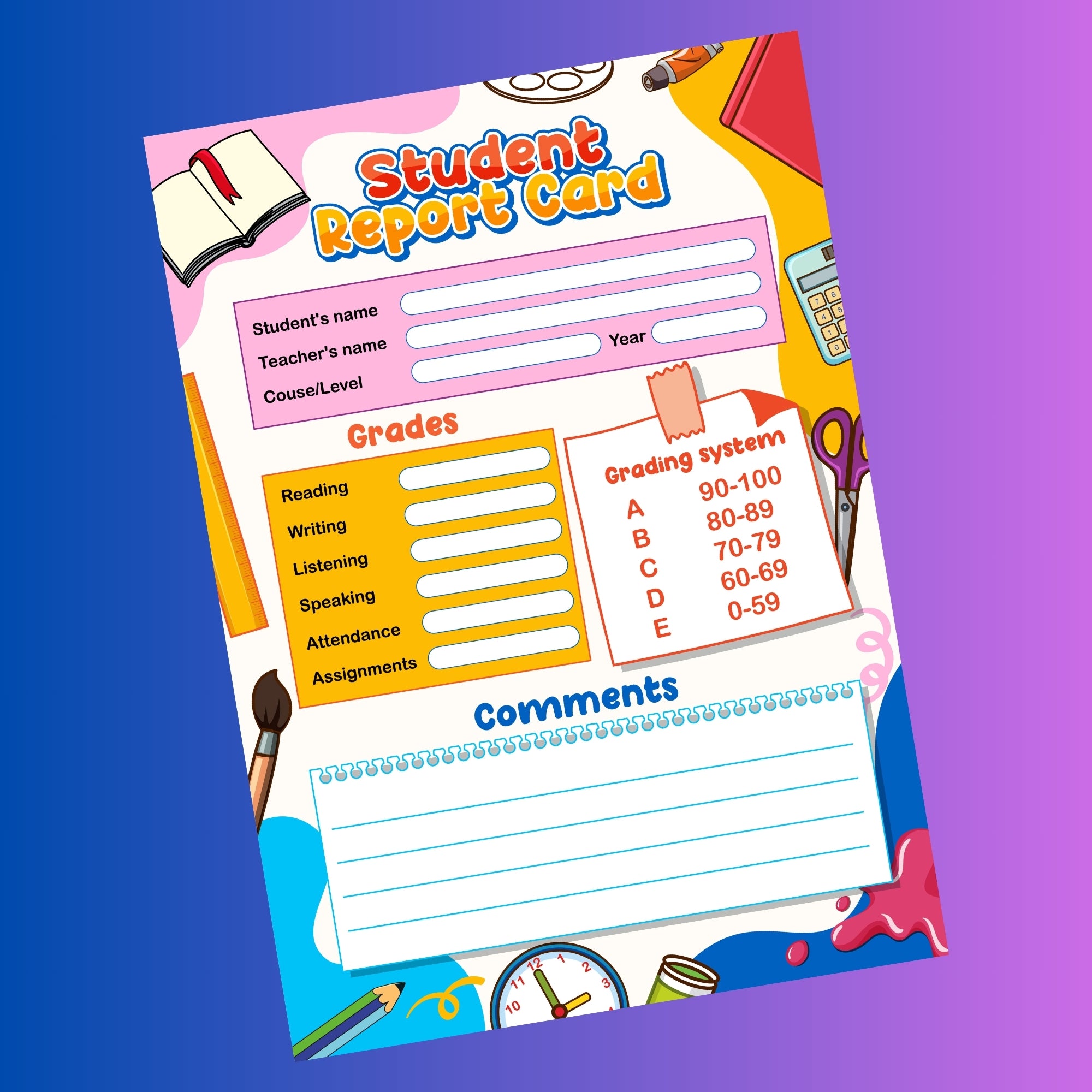 Report Card A4, A5 Size